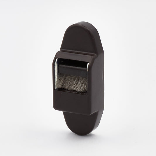 Gurtführung senkrecht mit Bürsteneinsatz Metallunterbau braun für 14 mm Rollladengurt