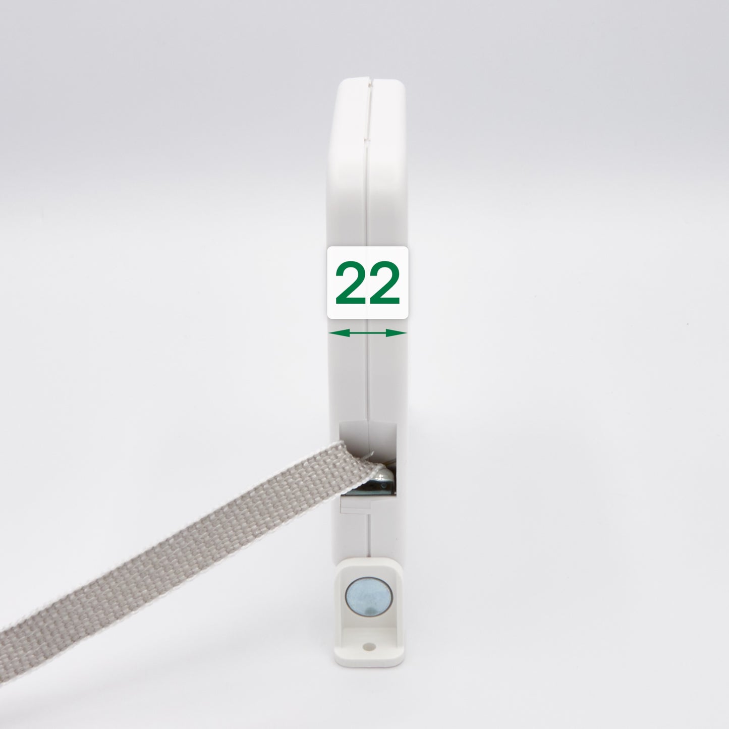 Mini-Schwenkwickler mit Gurt weiß für Rollläden - Lochabstand 155 mm