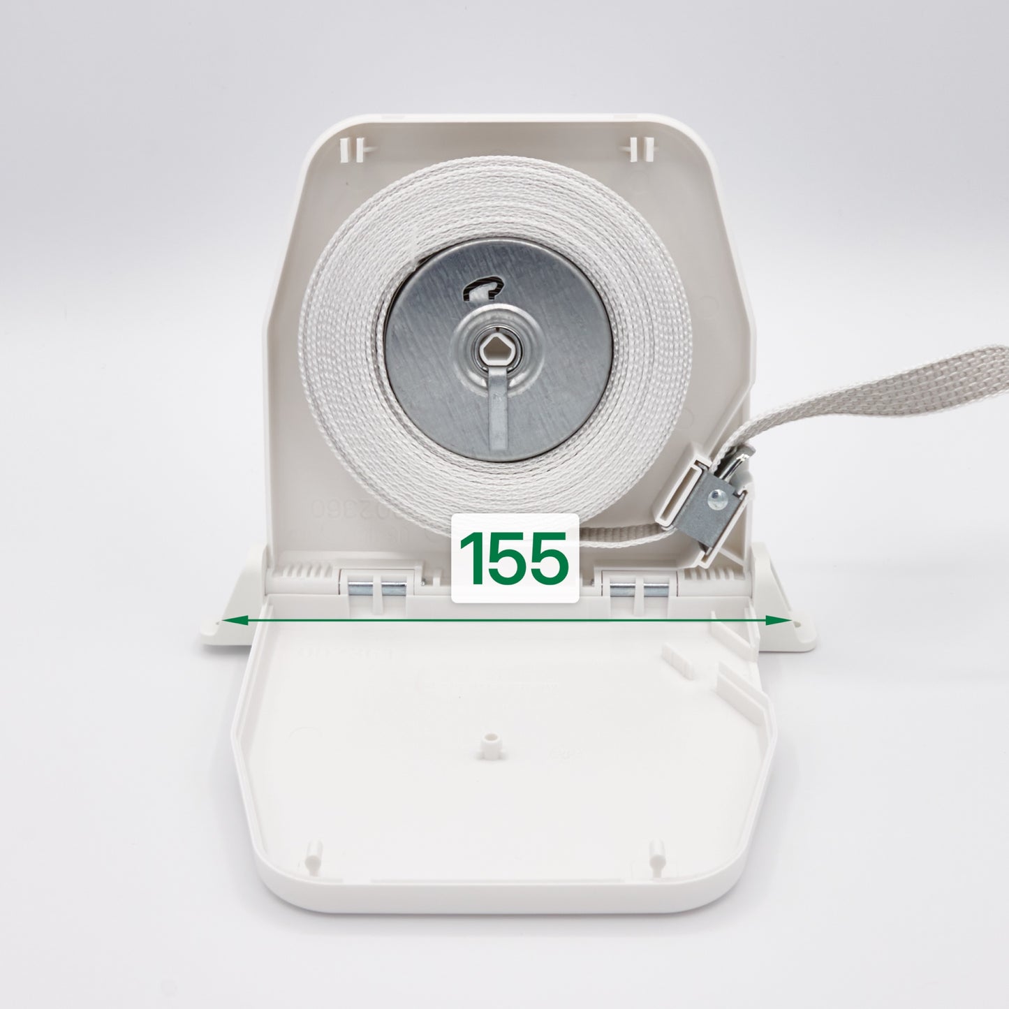Mini-Schwenkwickler mit Gurt weiß für Rollläden - Lochabstand 155 mm